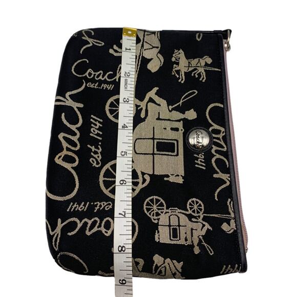COACH Carriage Black Canvas Pouch Make-up / Cosmetic Case - Picture 5 of 6